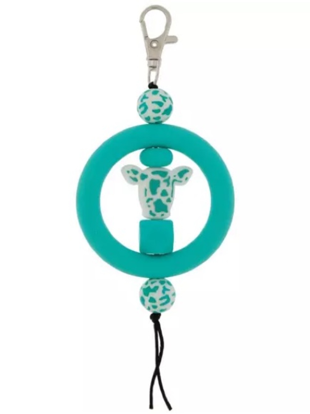 New Teal Cow Silicone Clip-On Charm Bag Charm
